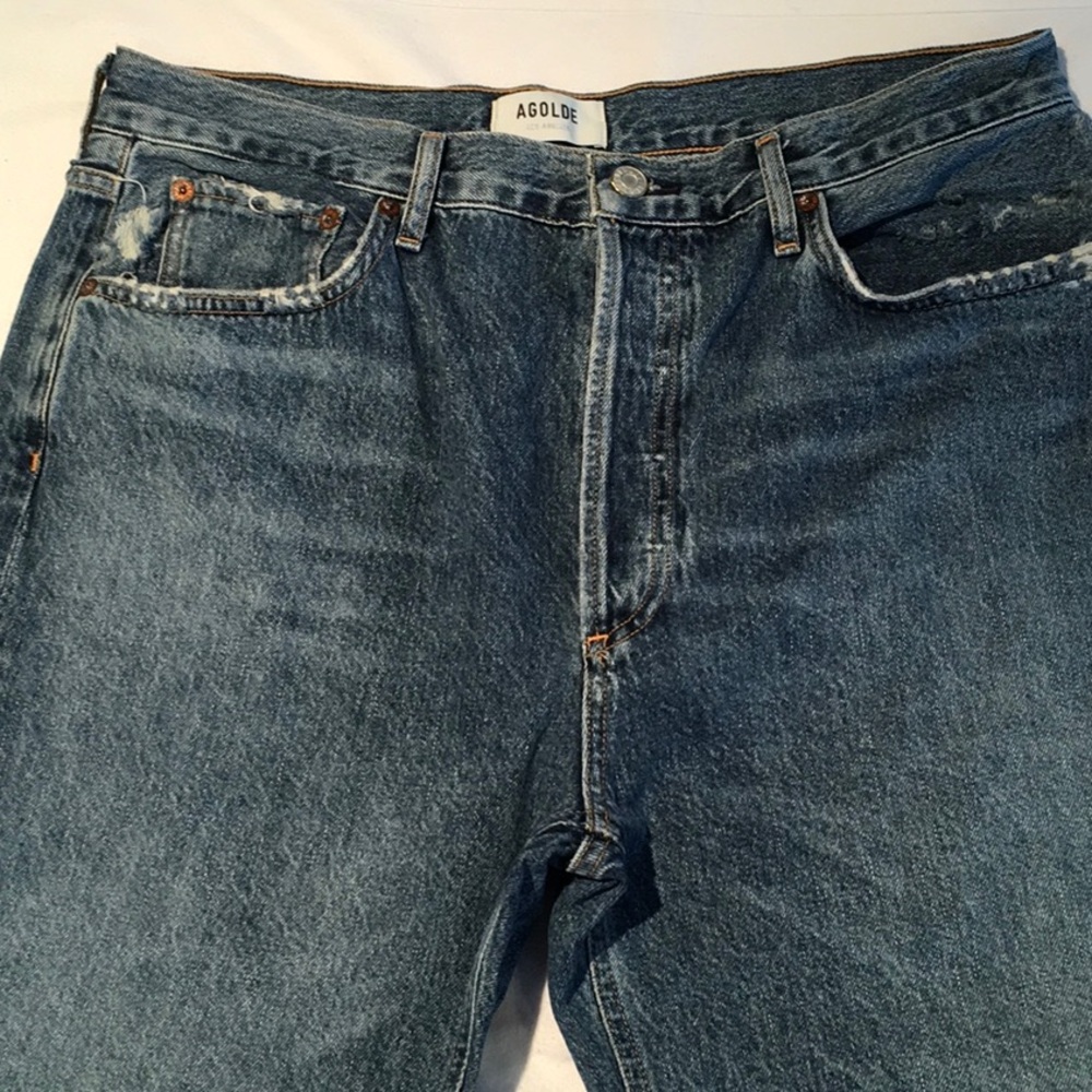 AGOLDE Indigo Riley Crop Jeans Straight High-Rise - Picture 4 of 14